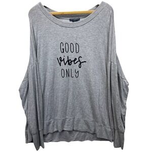 Chelsea & Theodore Sweatshirt Womens 3X Gray Good Vibes Only Thumbhole Relaxed
